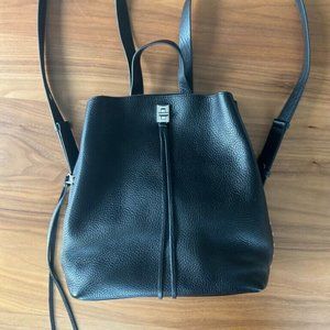 Rebecca Minkoff Darren Backpack in Black Pebbled Leather with Silver Hardware